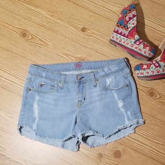 bebe Pants - Bebe - Fringe Jean Shorts